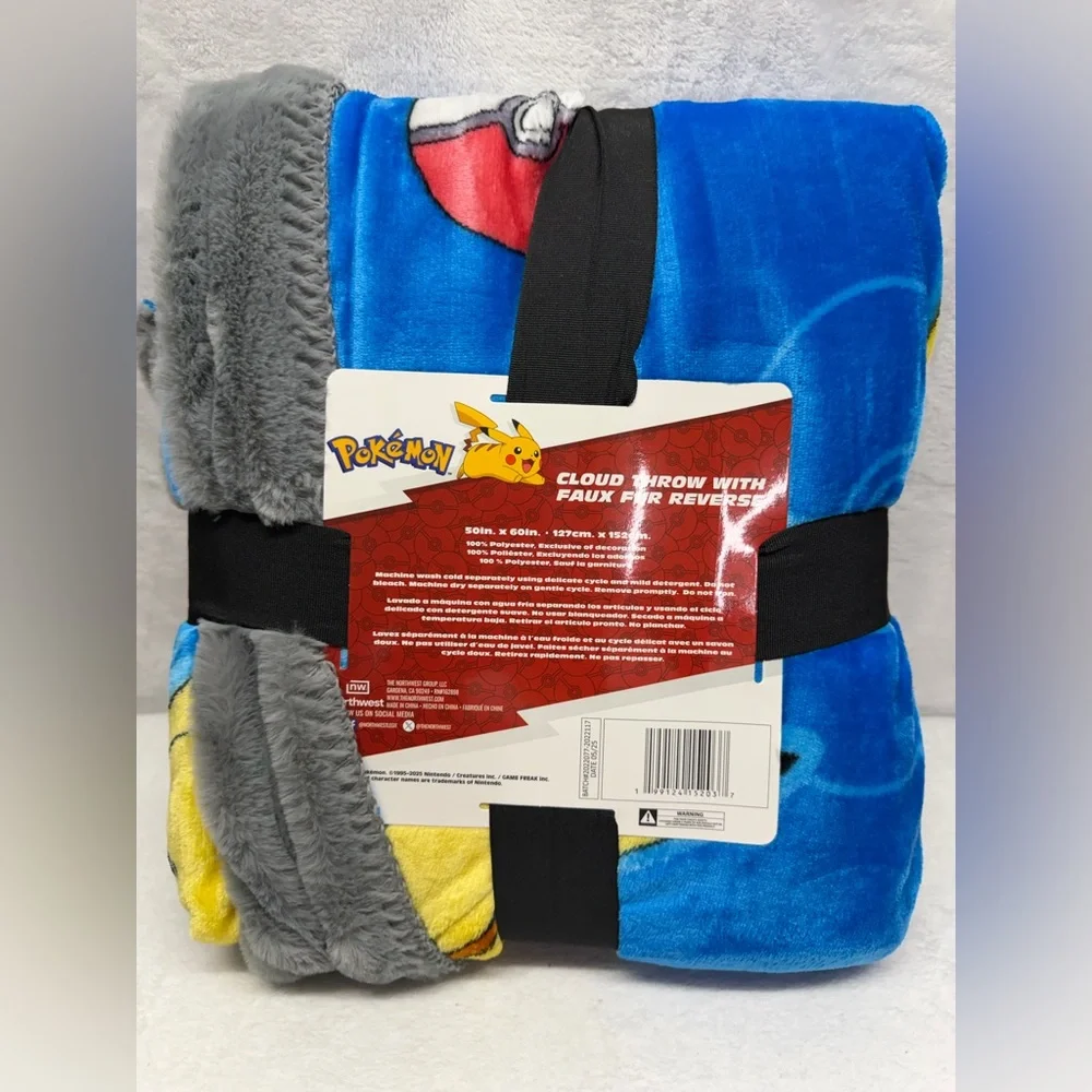 Pokemon Pikachu Plush Throw Blanket Faux Fur 50x60